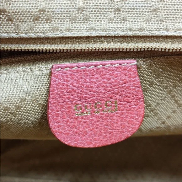 Gucci Red Suede and Leather Handbag with Bamboo Handle - Picture 7 of 9